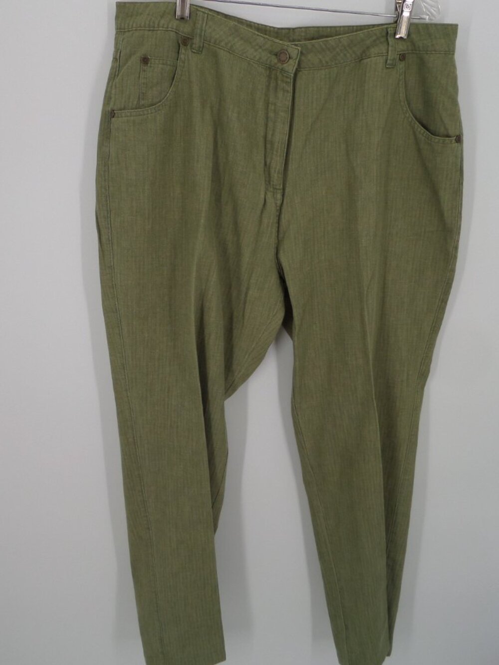 Woolrich Women's Fall Wide Leg Green Stripe Pants Size 18 EUC
